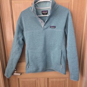 Women's Patagonia Pullover Snap Sweater Fleece Blue Teal Small